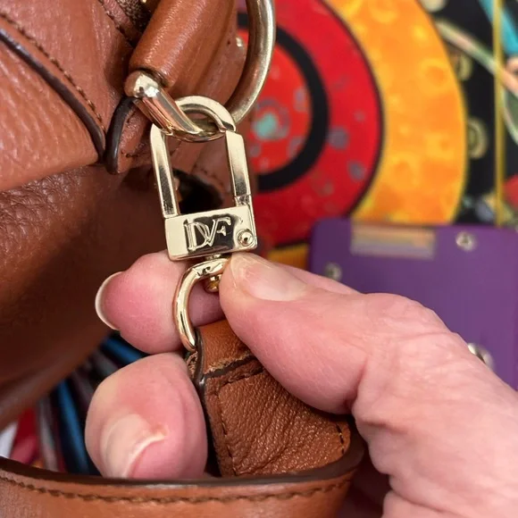 Diane Von Furstenberg Authentic Leather Satchel/ Shoulder Bag - Picture 8 of 16